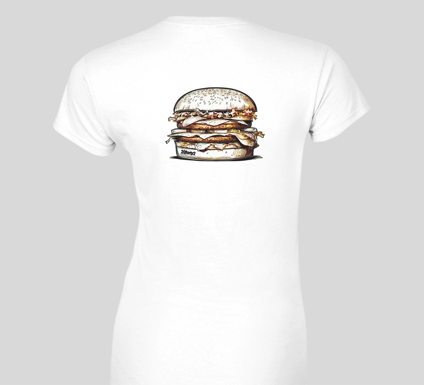 Womens Looking Back Big Juicy Burger T-Shirt